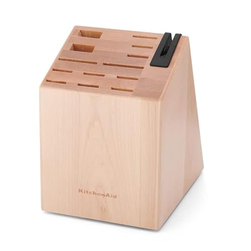 Kitchenaid Gourmet 14 Piece Forged Stainless Steel Knife Block Set With Built In Knife Sharpener, High Carbon Japanese Stainless Steel, Sharp Kitchen Knife Set With Block, Birchwood #TOP7