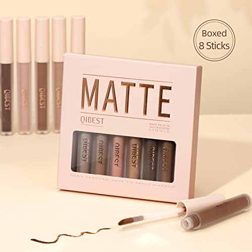 Sumeitang 8 Colors Matte Liquid Eyeshadow Set, Neutral Naked Eyeshadow Smooth Lightweight High-Pigmented Cream Brown Eye Shadow Stick Quick-Drying Waterproof Long Lasting Eye Makeup #TOP1