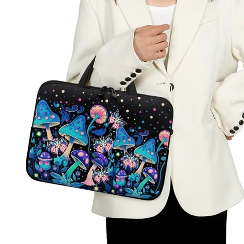 Uasibuni Stylish Laptop Bag for 15-17In Laptops, Cute Laptop Sleeve Bag, Black, Modern, Floral Pattern, Unisex-Adults2