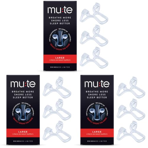 Image of Mute Nasal Dilator Snoring Solution | Large 9 Pack | Snore Less & Sleep Better | Nasal Strip Alternative | Comfortable Breathing Aids for Better Sleep & Improved Airflow