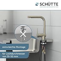 SCHÜTTE LONDON Küchenarmatur mit ausziehbarer Geschirrbrause, 360 Grad schwenkbarer Wasserhahn für die Küche, Mischbatterie mit Einhebelmischer, Spültischarmatur Edelstahloptik, Edelstahl, 29,8 cm – Ansicht 2
