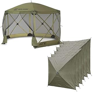 Clam Quick-Set Escape 12 x 12 Foot Portable Pop-Up Camping Outdoor Gazebo Screen Tent Canopy Shelter and Carry Bag with 6 Wind and Sun Panels, Green