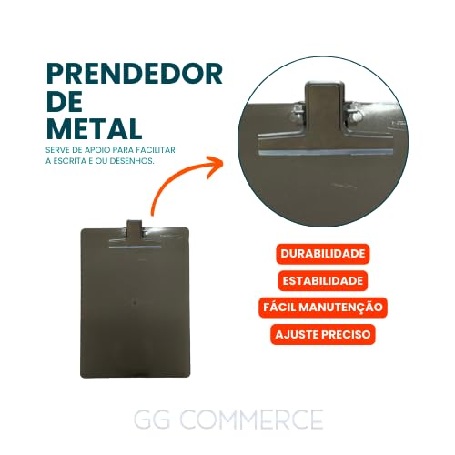 Prancheta Acrílica Ofício Fumê com Garra Metálica, Tamanho A4, Kit com 10 Unidades