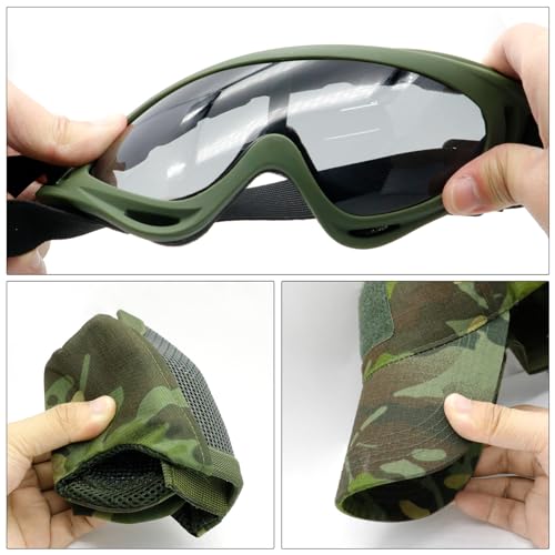 image for Yzpacc Airsoft Half Face Mask with Goggles Patch Hat Set Tactical Mask