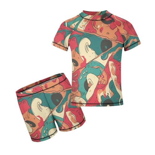 Pizza Meat PatternChildren's Casual Swimsuit Set - Simple and Versatile9-11Y（140cm）