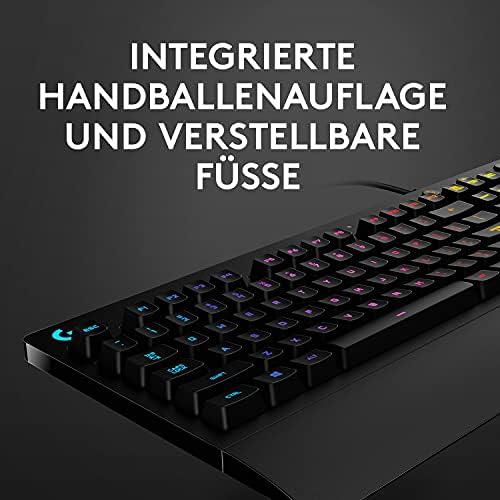 Bild 4 - Logitech G213 Prodigy Gaming-Tastatur, RGB-Beleuchtung, Programmierbare G-Tasten, Multi-Media Bedienelemente, Integrierte Handballenauflage, Spritzwassergeschützt, Deutsches QWERTZ-Layout - Schwarz