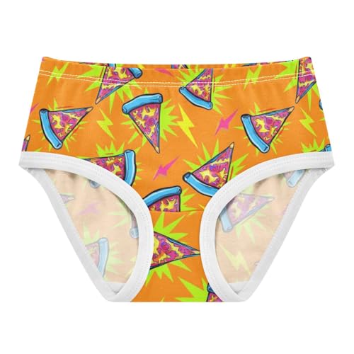 Joisal Cartoon Pizza Orange Little Girl Panties Girls Underwear Toddler Cotton Bright Briefs Kids Undies 2t