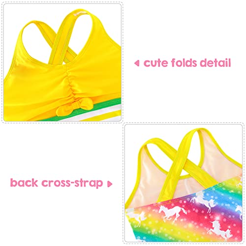 Bfustyle One Piece Swimwear For Girls Yellow Red Blue Rainbow Unicorn Bathing Suit 6-7 Years Old #TOP3
