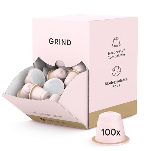 Grind Decaf House Coffee Pods – Pack of 100 Biodegradable Arabica Capsules – Naturally Decaffeinated – Nespresso® Original Compatible Capsules – Home Compostable – Barista Quality – Medium Roast