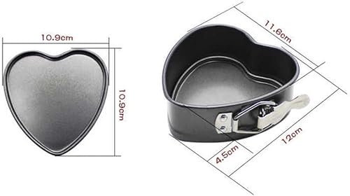 Miniatura 3 de esowemsn Molde para pastel en forma de corazón de 4 pulgadas, de acero inoxidable, molde antiadherente para tartas de queso con base extraíble para