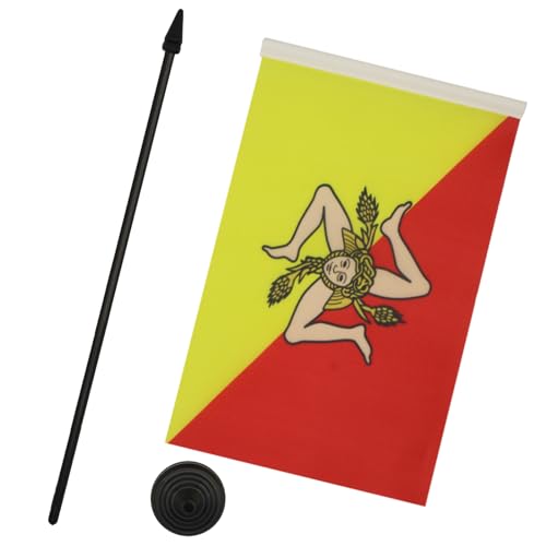 AZ FLAG - Tischflagge Sizilien - 21x14 cm - Sizilien Tischfahne 14 x 21 cm - Flaggen