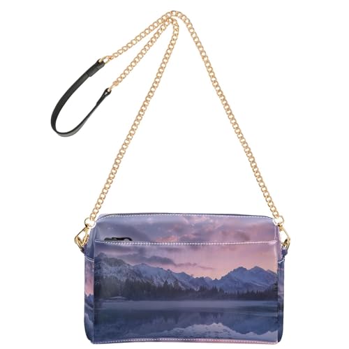 susiyo Snowy Landscape Lake Crossbody Bags for Women PU Leather Crossbody Purse Small Shoulder Handbag Purses for Girls
