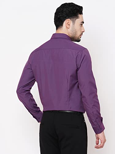 Image of MARKRICH Men's Textured Slim Solid Stylish Cotton Shirt Crafted with Comfort Fit Everyday Buttoned Single Pocket Design |Spread Collar & Full Sleeves for Formal & Casual Wear