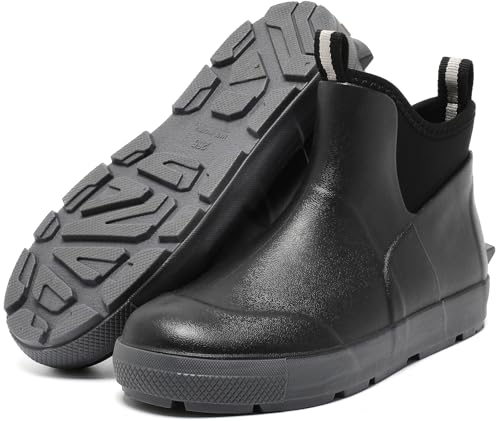 CKWLXQY Men's Deck Boots, Waterproof Ankle Rain Boots with Anti-Slip Traction, Rubber Garden & Fishing Boots for Boating, Camping, Farming & Outdoor Work