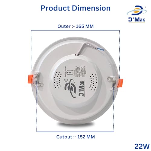 Image of D'Mak 22 Watt Round 3 in 1 LED PC Panel Light for POP & False Ceiling - Cool White, Natural White, Warm White (Pack of 1)