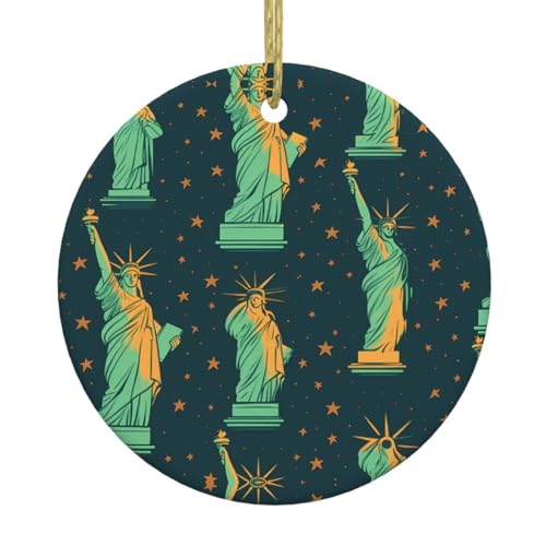 WHJYYXDE Christmas Ceramic Round Pendant Decoration Tree Hanging Festival Ornament for Supermarkets,...