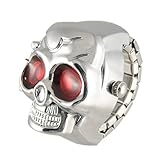 Produktname: Ring-Uhr TOOGOO (R) Rot Augen-Schaedel-Entwurf Band-Quarz-Ring-Uhr