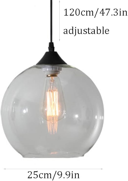 WFZRXFC Nordic Art Design Indoor Kleur Glas Hanger Verlichting Bal Opknoping Lamp Armatuur Metalen Lamphouder 47.3in Verstelbare Kabel Lengte Voor Keuken Eiland Cafe Woonkamer Kroonluchter photo 3