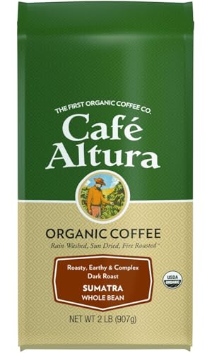 Cafe Altura Whole Bean Organic Coffee, Sumatra Dark Roast, 2 lb Bag