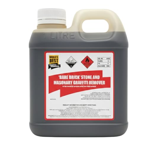 Worlds Best Graffiti Removers Bare Brick, Stone & Masonry Graffiti Remover – Professional Grade Biodegradable Paint & Ink Remover for Brick, Concrete & Natural Stone, Deep Penetrating Formula 1L