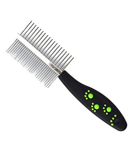 PSK PET MART Double Sided Pet Comb Stainless Steel Pin Dog Grooming Brush with Soft Grip Handle (Black) (B09RJQYWFD) Amazon Price History, Amazon Price Tracker