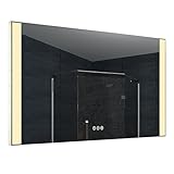 langlebige LED-Beleuchtung Lux-aqua LED Beleuchtung Badspiegel Badezimmerspiegel Kaltweiß Warmweiß dimmbar 120x70cm MLO120L70H, Glas, Silber, 120 x 70 x 3,5 cm