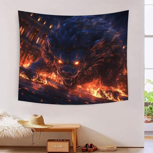 Tapisserie murale lion 3D en polyester premium et finitions luxe