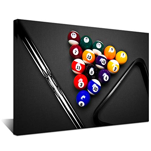 Biuteawal - Sport Canvas Wall Art Playing Pool Table Billiard Balls Picture Giclee Prints Snooker Painting for Home Game Room Club Bar Wall Decoration