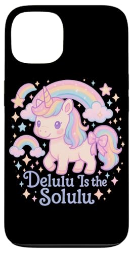 Delulu Is The Solulu かわいいパステルかわいいユニコーンデザイン スマホケース iPhone 13 用