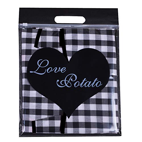 Love Potato 100% Cotton Vintage Gingham Kitchen Apron With Two Pockets, Small To Plus Size Ladies, Great Gift For Wife Or Ladies, Black #TOP4