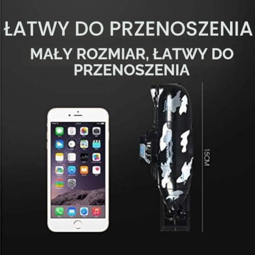 Zabawka podwodna, mini symulacja wojskowy pilot 6-kanałowy okręt podwodny dla dzieci powyżej 8 lat (czarny)