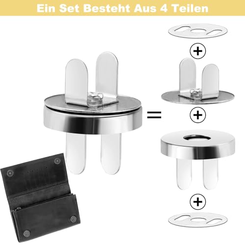Miniatura 4 de Rejoece 64 Piezas Botones Magnéticos Imanes Para Bolsos,14mm 18mm Broches De Iman,Botones De Costura,Cierres De Botón Para Ropa Bolsos Equipaje Manualidades De Bricolaje