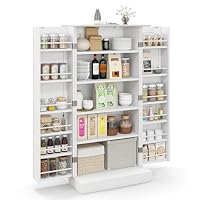 Giantex 120cm Kitchen Storage Cabinet, Freestanding Buffet Cupboards Sideboard with 2 Doors & Anti-Tipping Devices, Modern Pantry Storage Cabinet for Kitchen, Living Room, Dining Room (White)