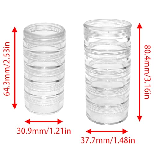 Image of Xhziy 5ml and 10ml Superposition PS Transparent Box 2 Sets of Transparent Storage Box Round Storage Box Bead Container Diamond Painting Storage Sample Accessories 4 Sets