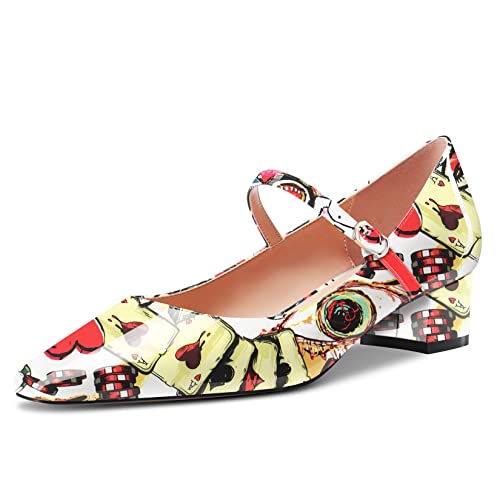 Aachcol Women Pumps Mary Jane Square Toe Ankle Strap Chunky Block Low Heel Dress Shoes Party Wedding Patent 1.5 Inch