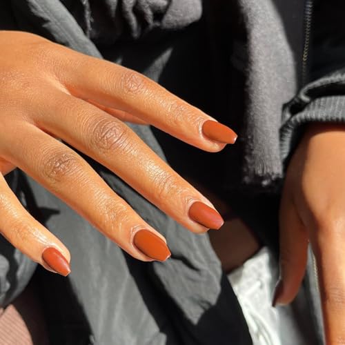 Caramel Short Coffin Nails: Medium Soft Enamel Press on Nails, Ballerina T Shape Acrylic & Gel False Nails