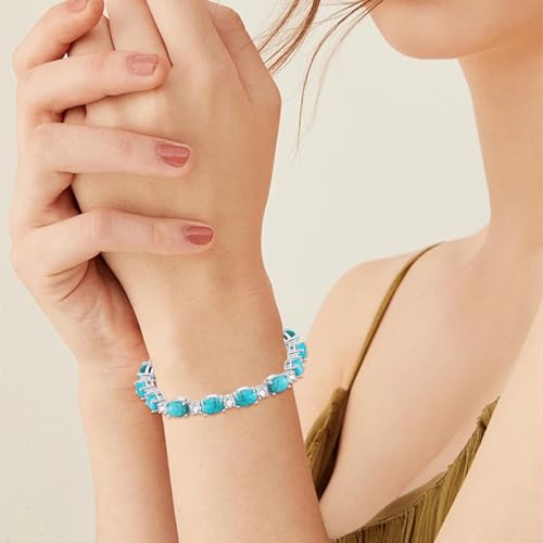 Gemstone Tennis Bracelet 925 Sterling Silver Oval 7x5mm Gemstone Adjustable Bracelets Western Boho Jewelry for Women2