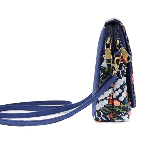 Image of SILKAREA Embroidered Cute Mini Crossbody Bag for Women Small Handbags Wristlet Wallet Bag Cell-phone Pouch Coin Purse