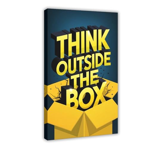 BMtyDG Motivational 'Think Outside The Box' Creative Wall Art Canvas