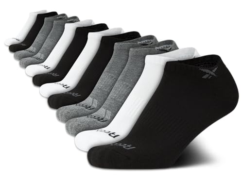 Reebok Boys' Low Cut Socks - 12 Pack Stretch Performance No Show Socks with Arch Support - Cushioned Athletic Socks for Boys