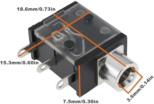 ECSiNG 5 Pcs Gaming Console 3 Pin Power Socket Port 3.5mm PJ-323 Compatible with Atari 2600 4 and 6 Switch Versions - 3