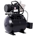 SPOFLYINN 1.6HP 1320GPH Shallow Well Pump With Pressure Tank Automatic Water Booster Irrigation Jet Pump For Home Garden Lawn black