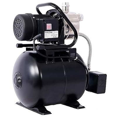 SPOFLYINN 1.6HP 1320GPH Shallow Well Pump With Pressure Tank Automatic Water Booster Irrigation Jet Pump For Home Garden Lawn black