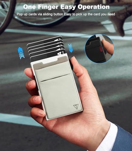 Image of TOYFID Credit Card Holder Wallet for Mens - Metal Slim Minimalist Cards Holder with Stretch Money Pocket - RFID Blocking&Ultralight Small Wallet