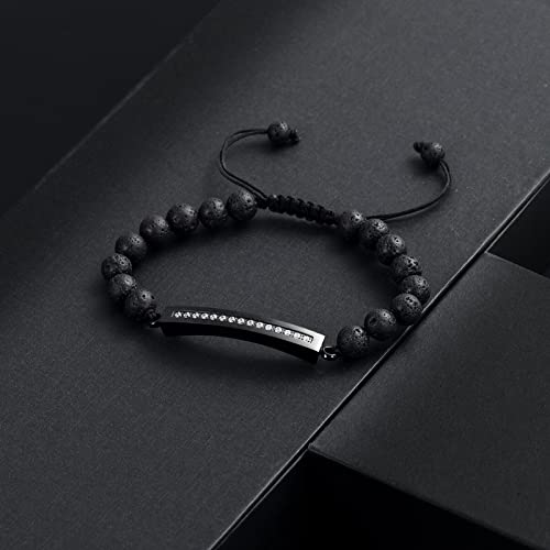 Image of memorial jewelry Classic Crystal Urn Bracelet Lava Stone 316L Stainless Steel Cremation Bangle Keepsake Urn Bracelet for Ashes