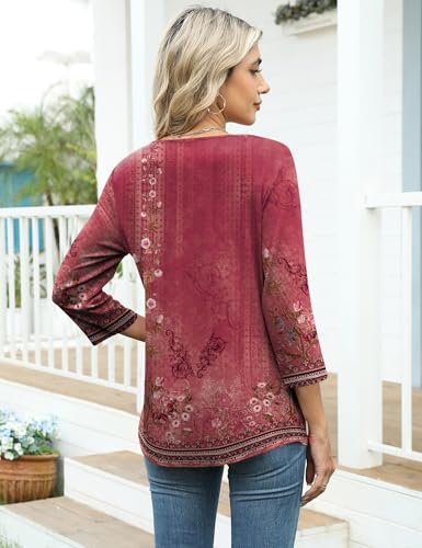 Image of LOMON Womens 3 /4 Length Sleeve T Shirts Asymmetrical Neck Tops Business Blouses for Women Fashion 2026