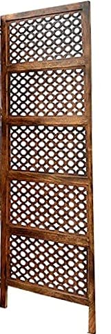 Image of Wooden Room Partition /Screen /Room Divider /Room Separator Traditional Handicrafts 6Ft (Dark Brown) (Ring 2 Panel)