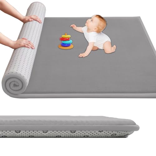 GmyoieqI Alfombra Manta de Rastreo para niños 3 CM de Espesor, Suaves Antideslizantes Tatami Bebe 70 x 160 cm Alfombras Gateo Infantil Lavable para Habitacion Play Mat, Suelo Acolchado Bebe Gris