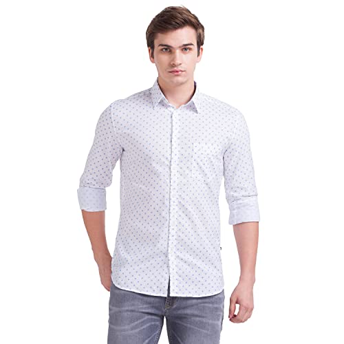 Image of Parx Men's Full Sleeve Slim Fit White Casual Shirt