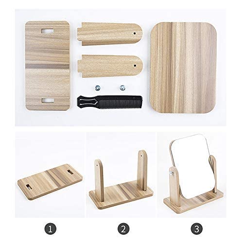 Espejo de mesa ajustable portátil de madera rectangular miniatura 5